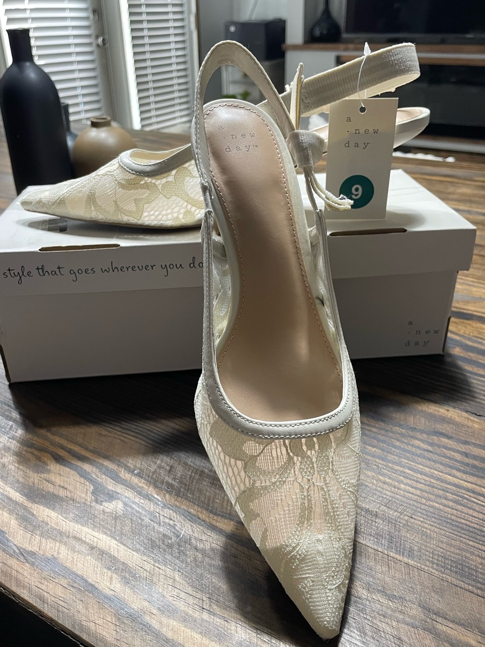 Women Milan Slingback Pumps - A New Day Cream 9: Stiletto Heel